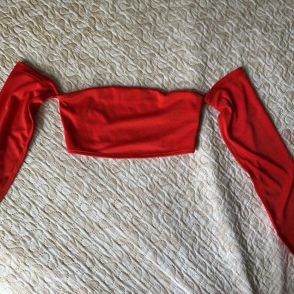 Red Off-Shoulder Crop Top
